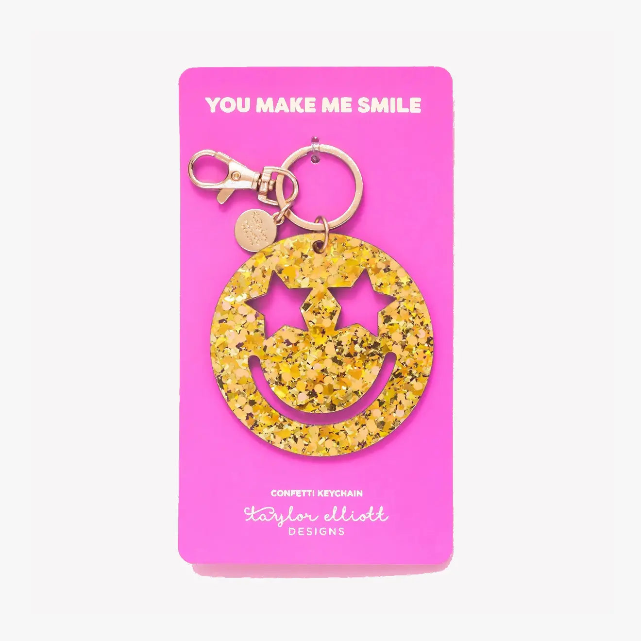 Gold Confetti Smiley Stars Keychain