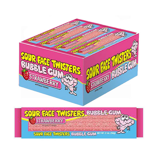 Face Twisters Sour Bubble Gum Strawberry