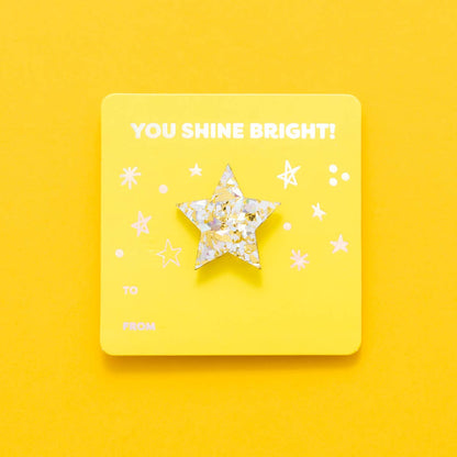 Pin Card - Star - Pearl + Gold Confetti