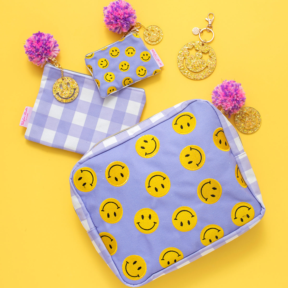 Gold Confetti Smiley Stars Keychain